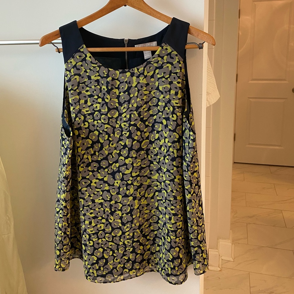 Chartreuse Leopard Print Tank Top Banana Republic